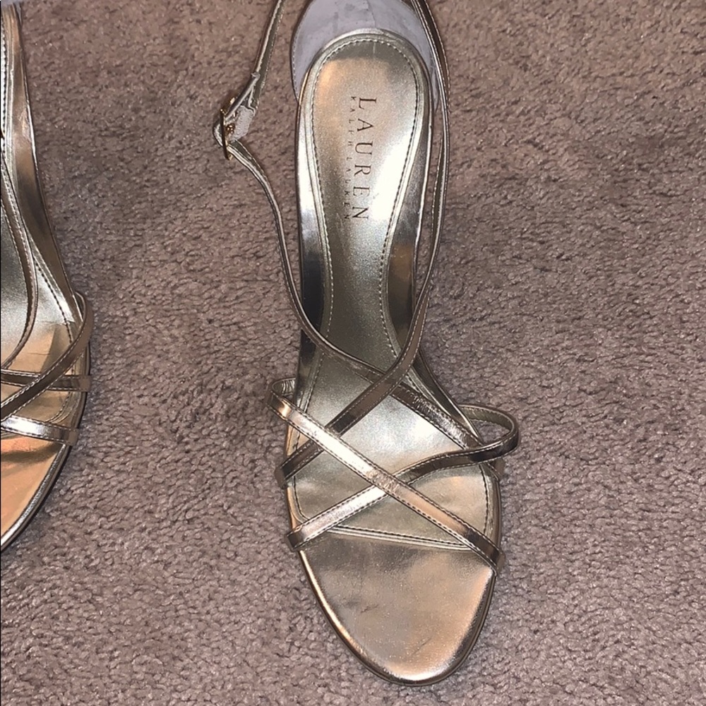 Ralph Lauren gold/pewter heels